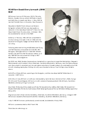 A preview of a PDF biography for Larmouth, William Oswald Derry